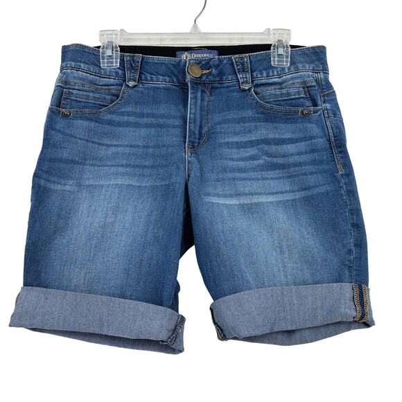 Democracy Jean Shorts Womens Size 10 Blue Ab Solutions Stretch Denim Rolled Cuff - Picture 1 of 9